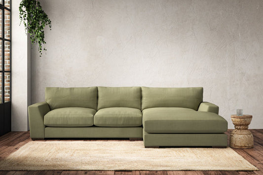 Canapé méridienne Guddu Medium avec accoudoir droit - Lin Brera Sauge