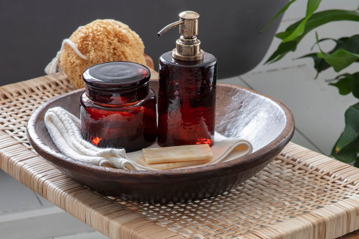 Distributeur de savon Ilcoso en verre martelé recyclé - Ambre