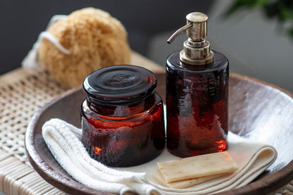 Distributeur de savon Ilcoso en verre martelé recyclé - Ambre