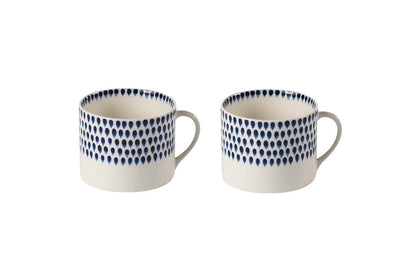 Mug Indigo Drop - Crème et Indigo - Grand format (Lot de 2)