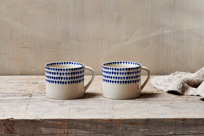 Mug Indigo Drop - Crème et Indigo - Petit (Lot de 2)