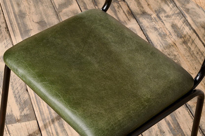 Chaise de salle à manger Iswa en cuir et rotin - Verte