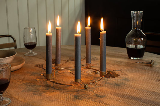 Bougeoir en fer Khamila Leaf