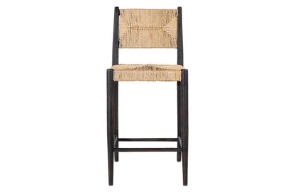 Chaise de comptoir Lohanda en acacia et jonc de Munja - Anthracite