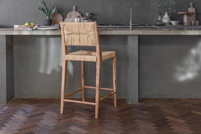 Chaise de comptoir Lohanda en acacia et graminées Munja - Naturelle