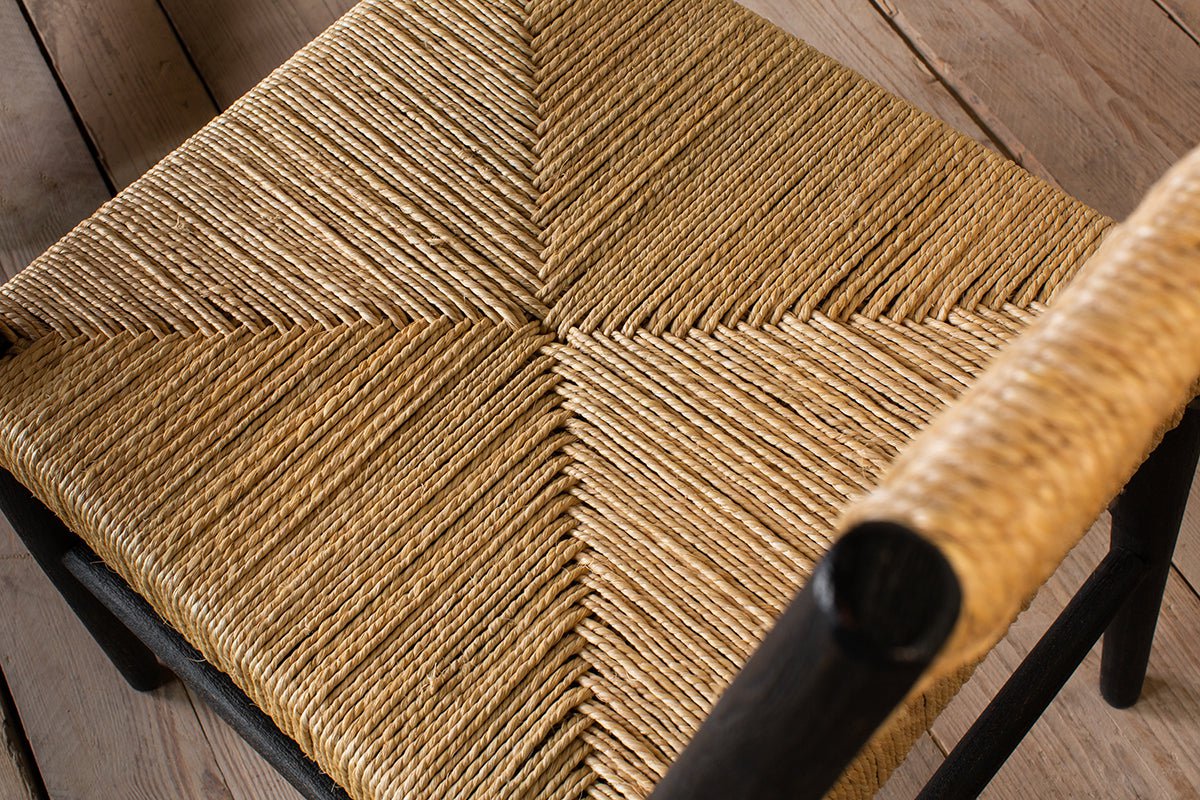 Chaise de salle à manger Lohanda en acacia et herbe de Munja - Anthracite