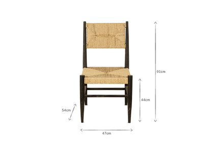 Chaise de salle à manger Lohanda en acacia et herbe de Munja - Anthracite