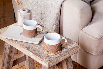 Mug à café côtelé Mali - Blanc (Lot de 2)