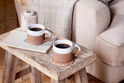 Mug à café côtelé Mali - Blanc (Lot de 2)