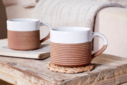 Mug à café côtelé Mali - Blanc (Lot de 2)