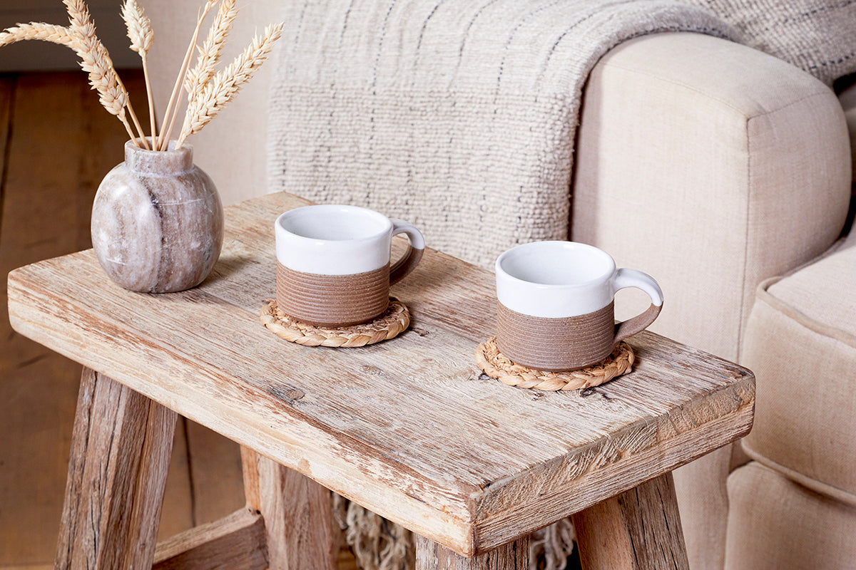 Mug à expresso côtelé Mali - Blanc (Lot de 2)