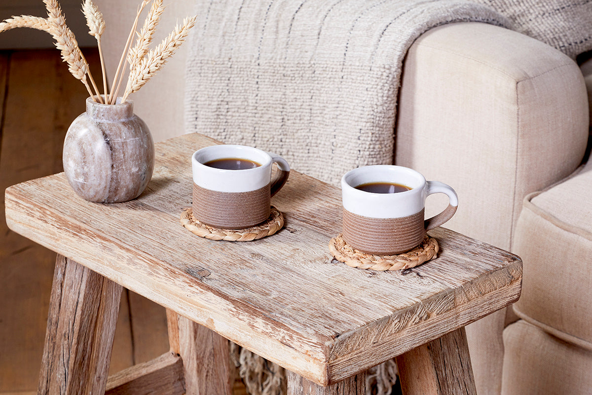 Mug à expresso côtelé Mali - Blanc (Lot de 2)