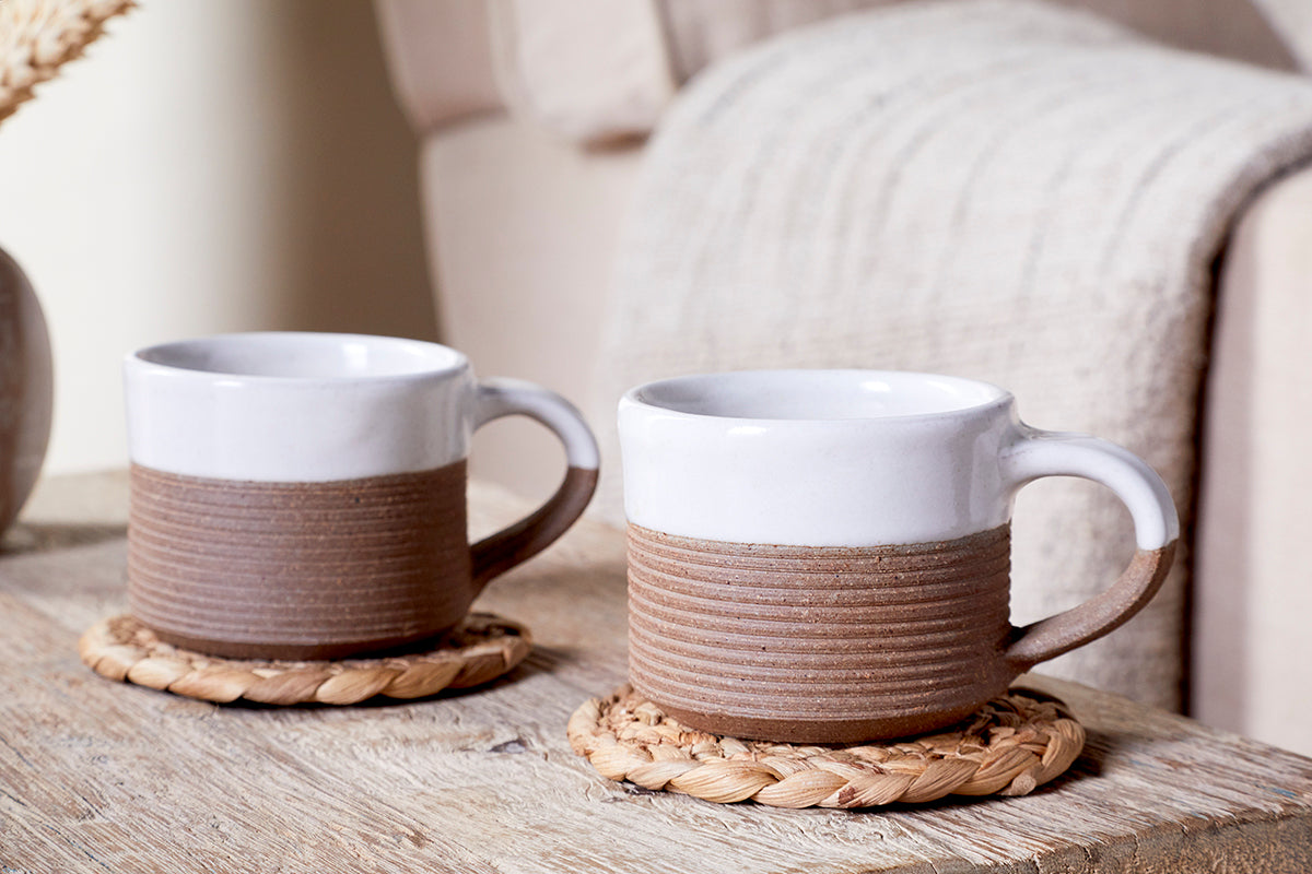 Mug à expresso côtelé Mali - Blanc (Lot de 2)