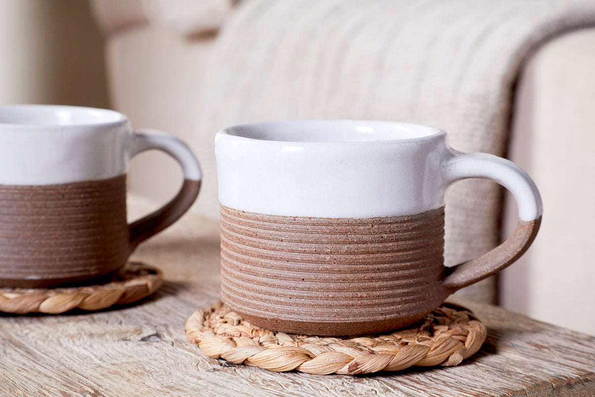 Mug à expresso côtelé Mali - Blanc (Lot de 2)