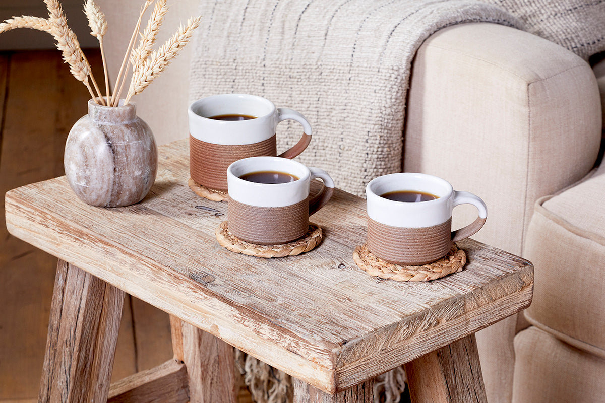 Mug à expresso côtelé Mali - Blanc (Lot de 2)