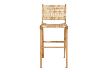 Tabouret de bar Madrisana en acacia et rotin