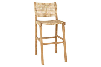 Tabouret de bar Madrisana en acacia et rotin