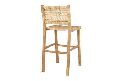 Tabouret de bar Madrisana en acacia et rotin
