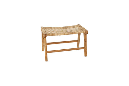 Tabouret Madrisana en acacia et rotin