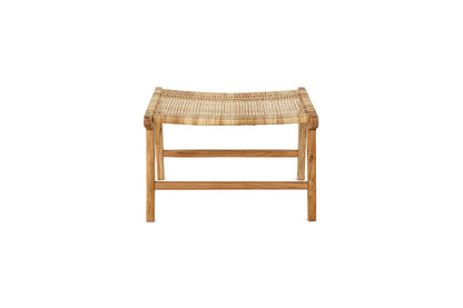 Tabouret Madrisana en acacia et rotin