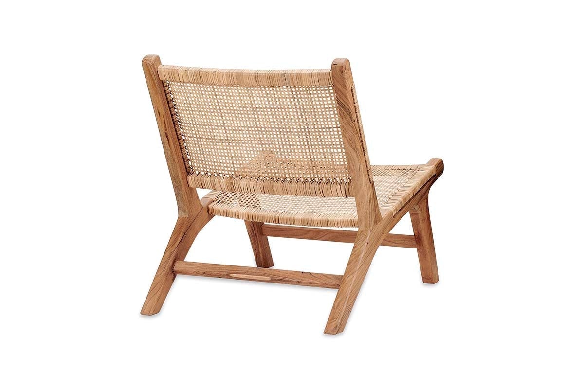 Chaise Madrisana en acacia et rotin tressé