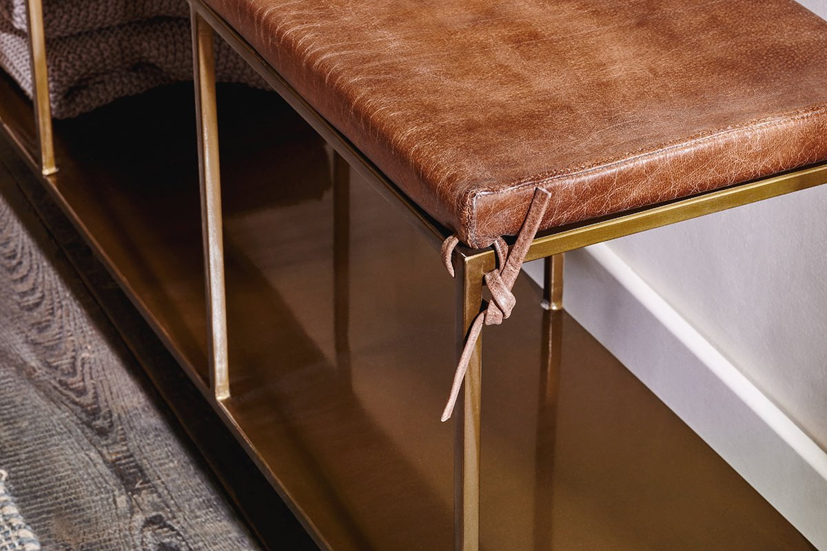 Banc en fer et cuir Mahi