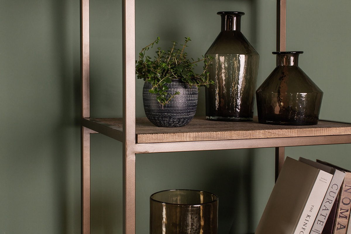 Étagères sur pied Marjori en bois de manguier et fer - Étroites