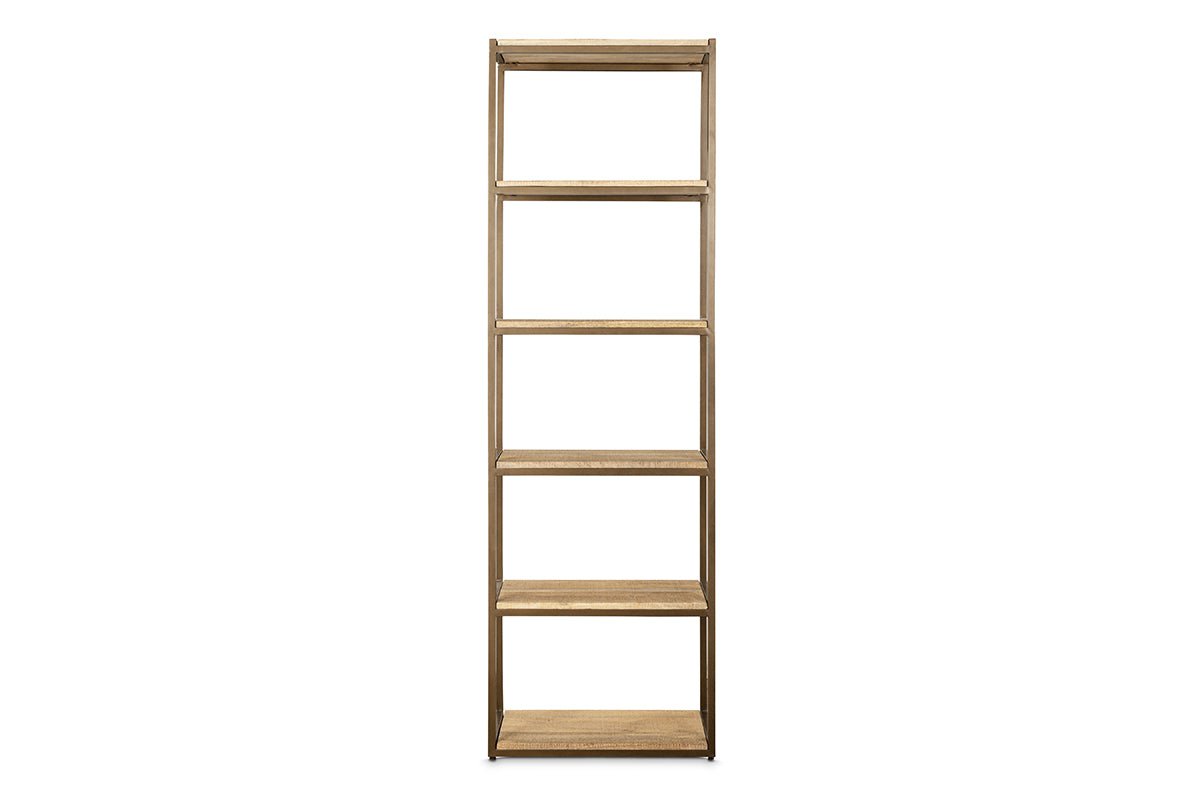 Étagères sur pied Marjori en bois de manguier et fer - Étroites