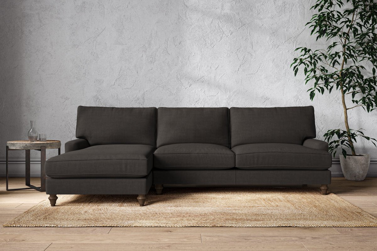 Canapé méridienne gauche Marri Grand - Lin Brera Espresso