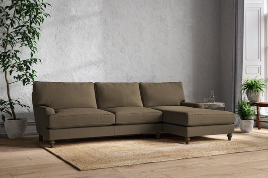 Canapé méridienne Marri Grand avec accoudoir droit - Lin Brera Châtaigne