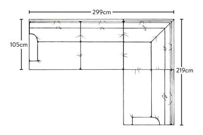 Canapé d'angle droit Marri Grand - Brera Linen Granite