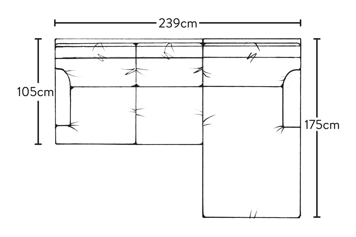 Canapé méridienne Marri Large avec accoudoir droit - Lin Brera Naturel