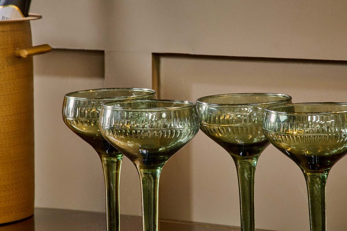Verres à champagne Mila - Émeraude foncée - (Lot de 4)