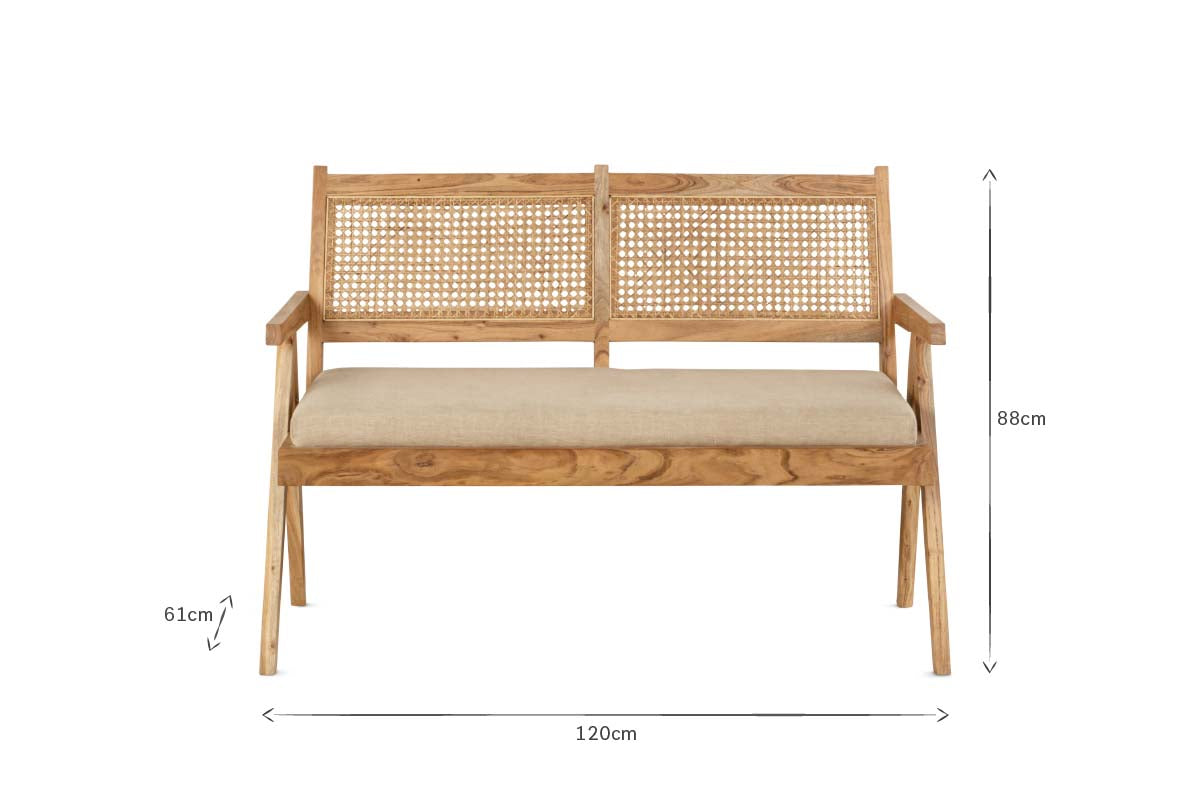 Canapé Nalrina en acacia et rotin