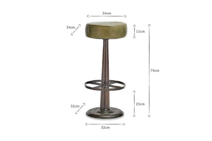 Tabouret rond en cuir Narwana - Vert foncé