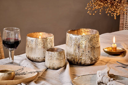 Bougie chauffe-plat en verre recyclé Nimit