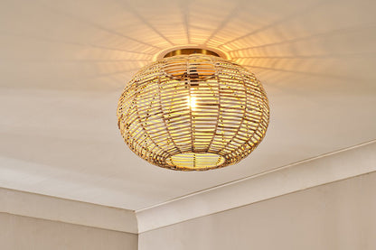 Plafonnier encastré en rotin Noko