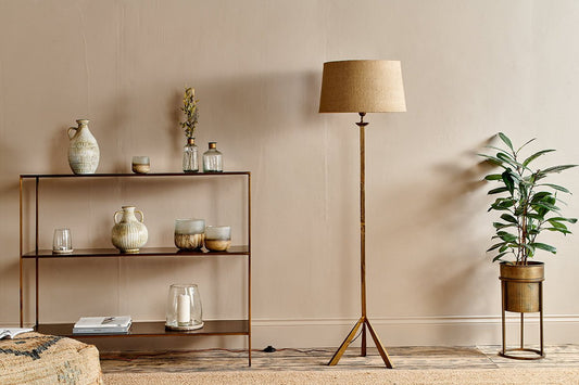 Lampadaire trépied en métal Sahhil - Laiton antique