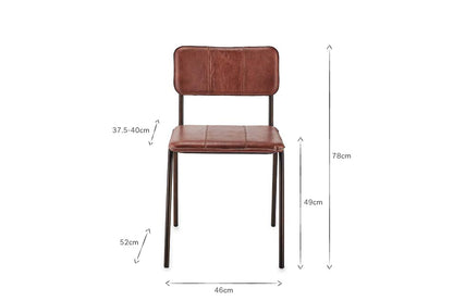 Chaise de salle à manger en cuir Ukari - Marron chocolat