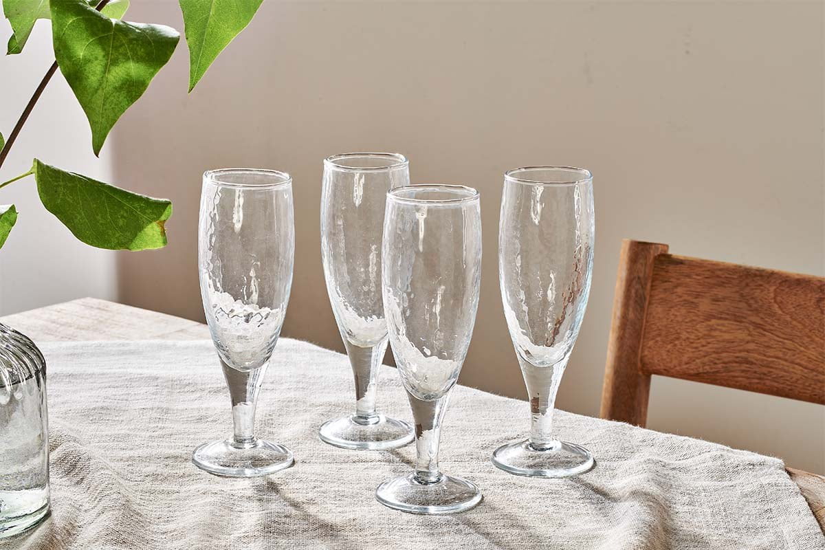 Verres à champagne martelés Yala - Verre transparent (lot de 4)