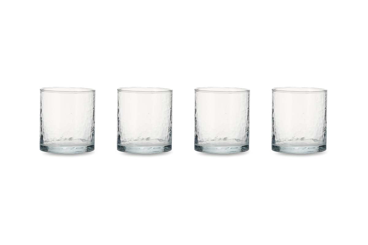 Gobelets martelés Yala - Verre transparent (Lot de 4)