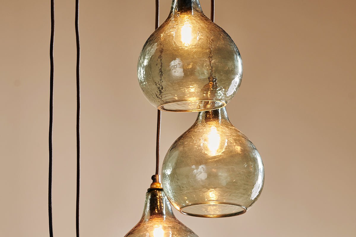 Suspension Ziva Statement en verre recyclé - Vert fumé