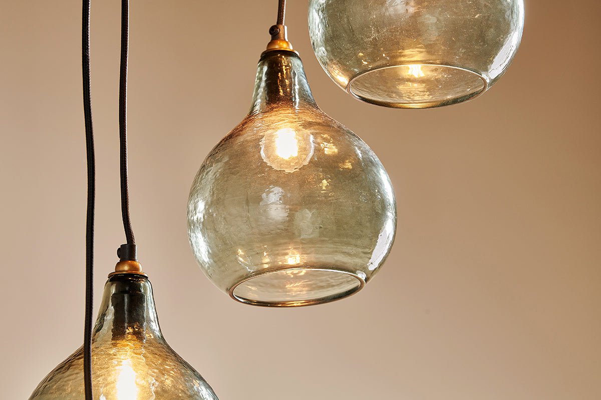 Suspension Ziva Statement en verre recyclé - Vert fumé