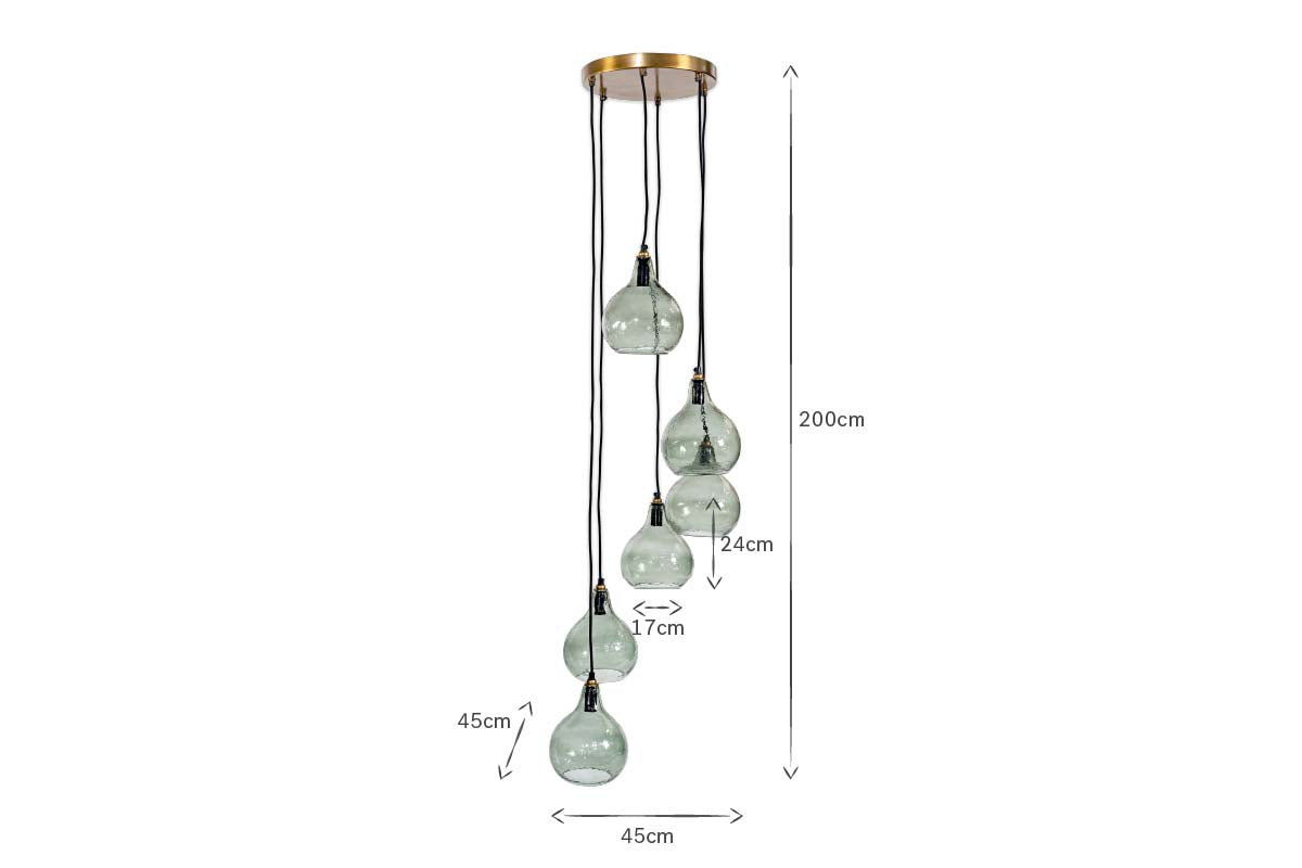 Suspension Ziva Statement en verre recyclé - Vert fumé